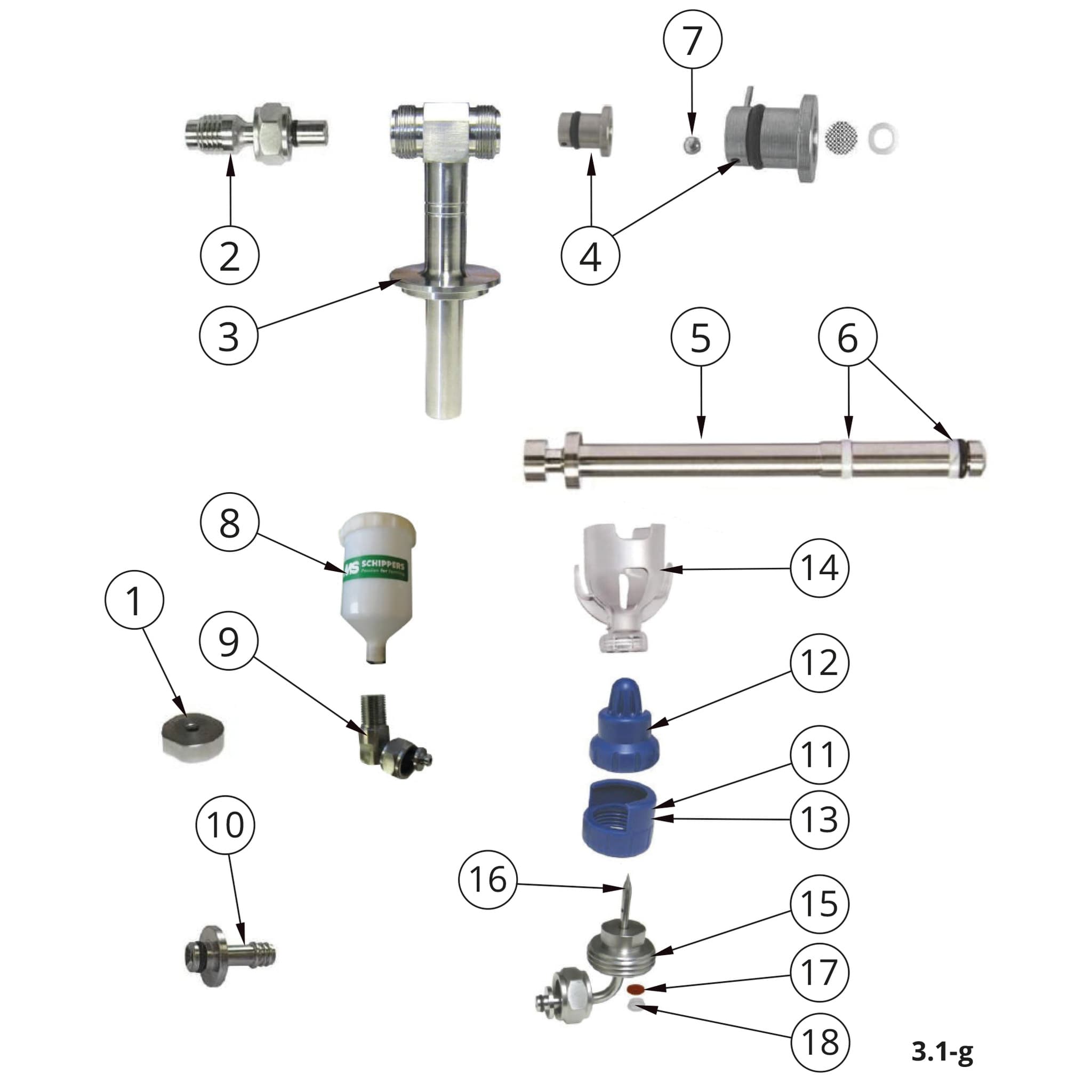 Needle inlet valve bottle mounting P250 - 14